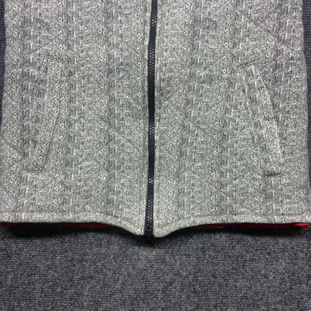 Outdoor Kids Full Zip Herringbone‎ Quilted Vest Size 12 Grey Red 6894993